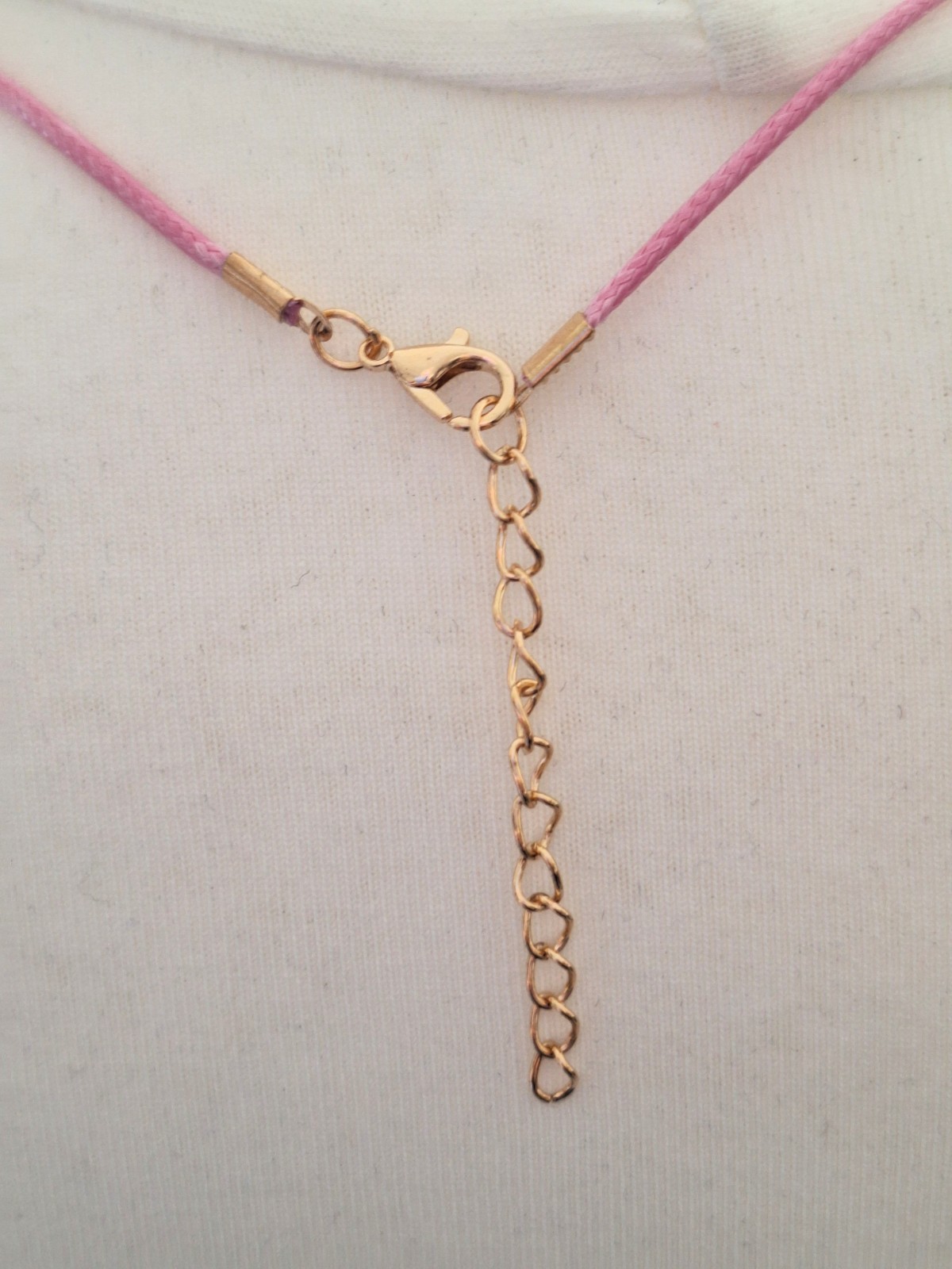 Baby Pink & Gold Tone Handmade Charm Cord Necklace Jewellery Birthday Gift
