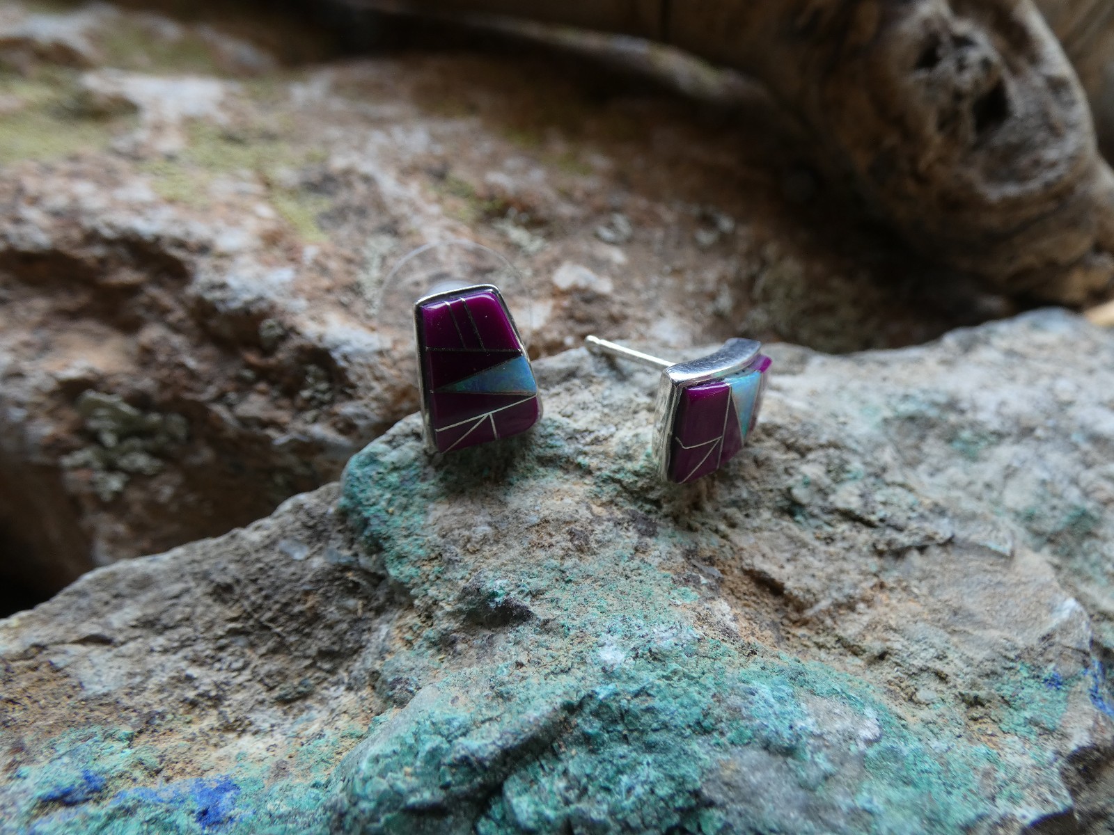 Purple Sugilite Opal Sterling Silver 925 Gemstone Stud Post Earrings NEW AR99