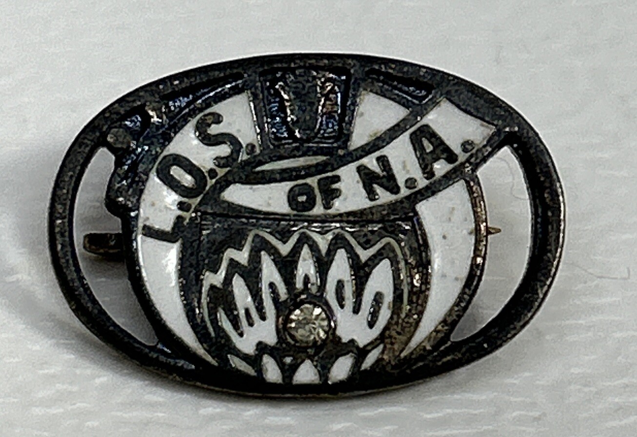 Vintage Sterling L.O.S. Of N.A. Rhinestone Pin