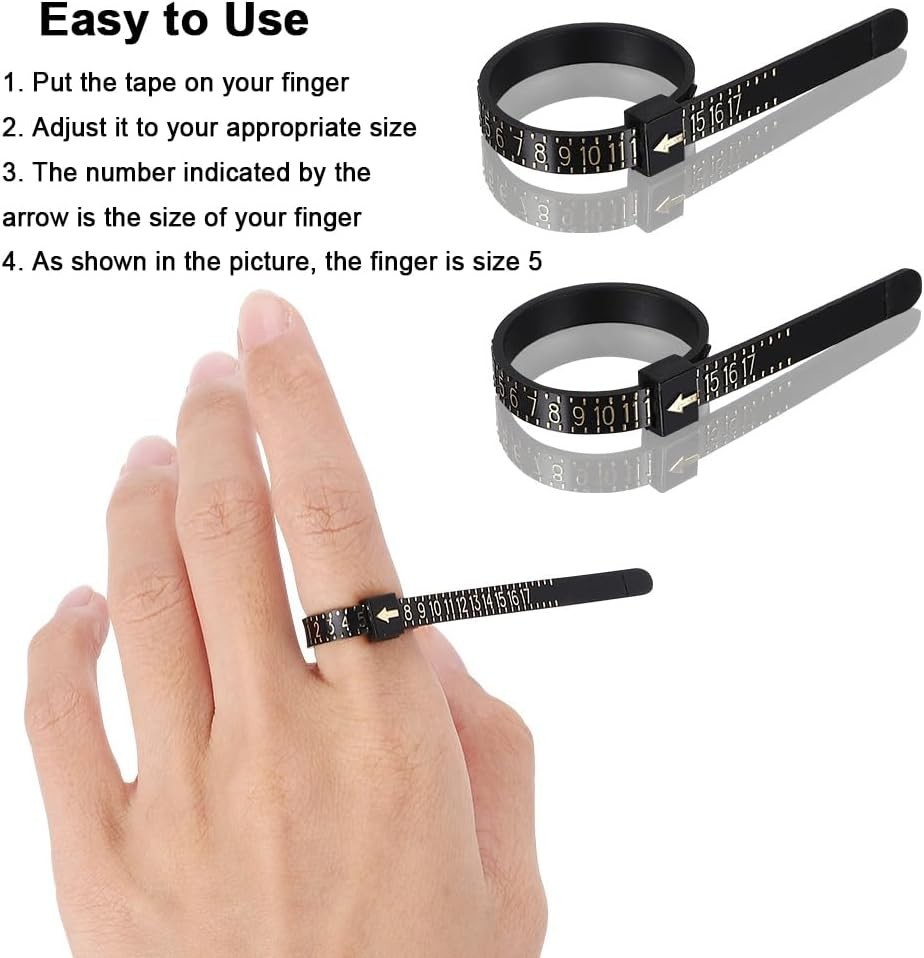 4-Piece Ring Size Measuring Tool Set for Accurate Jewelry Making and Gifting