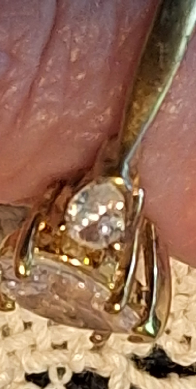 10K Yellow Gold Ring With 3 Diamonique Stones Purchased QVC
