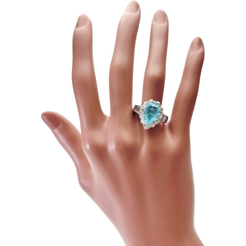 US 6.8 Mitsukoshi Paraiba tourmaline from Mozambique 2.60ct diamond 1.83ct R…