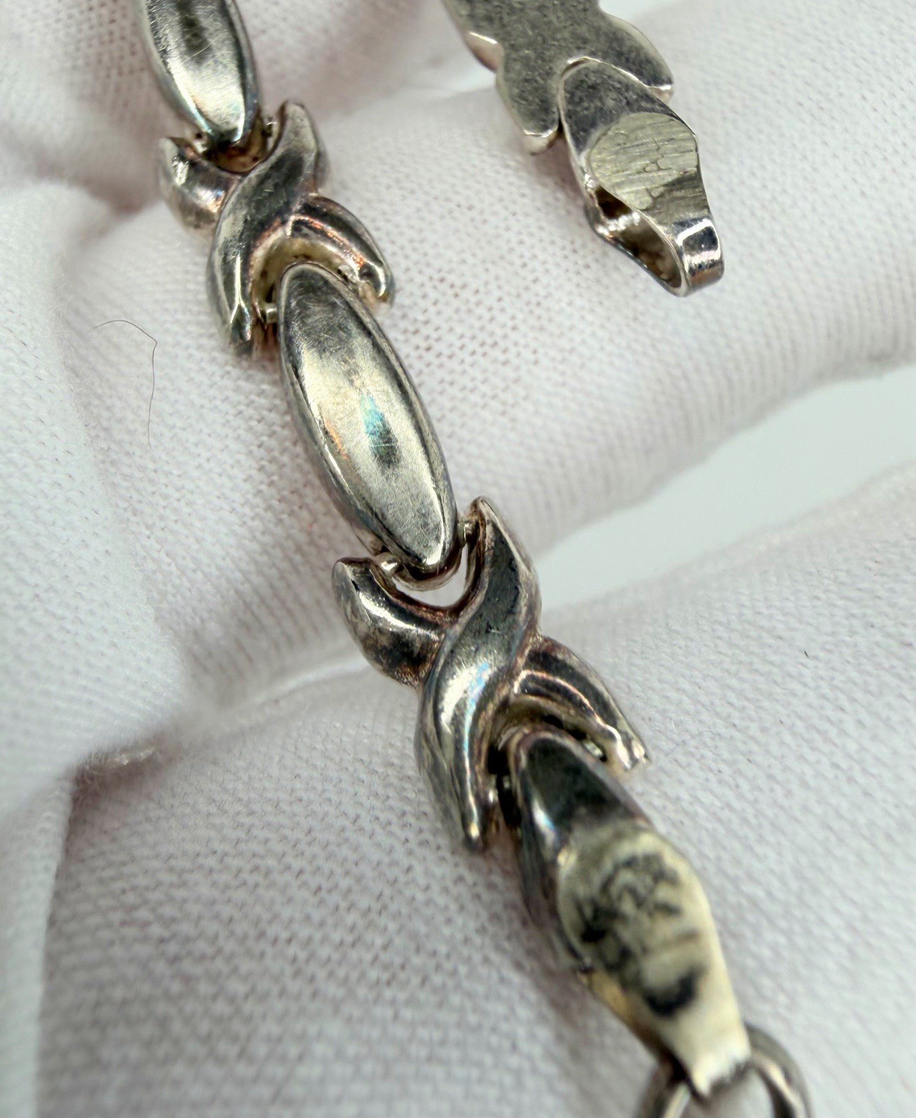 Vintage STAR 925 X’s & O’s Hugs Kisses Sterling Silver XO Link Bracelet