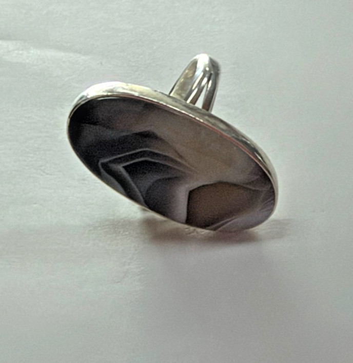 Sajen Sterling Silver Cocktail Ring (Size 9.5) with Agate Stone [076DUW]