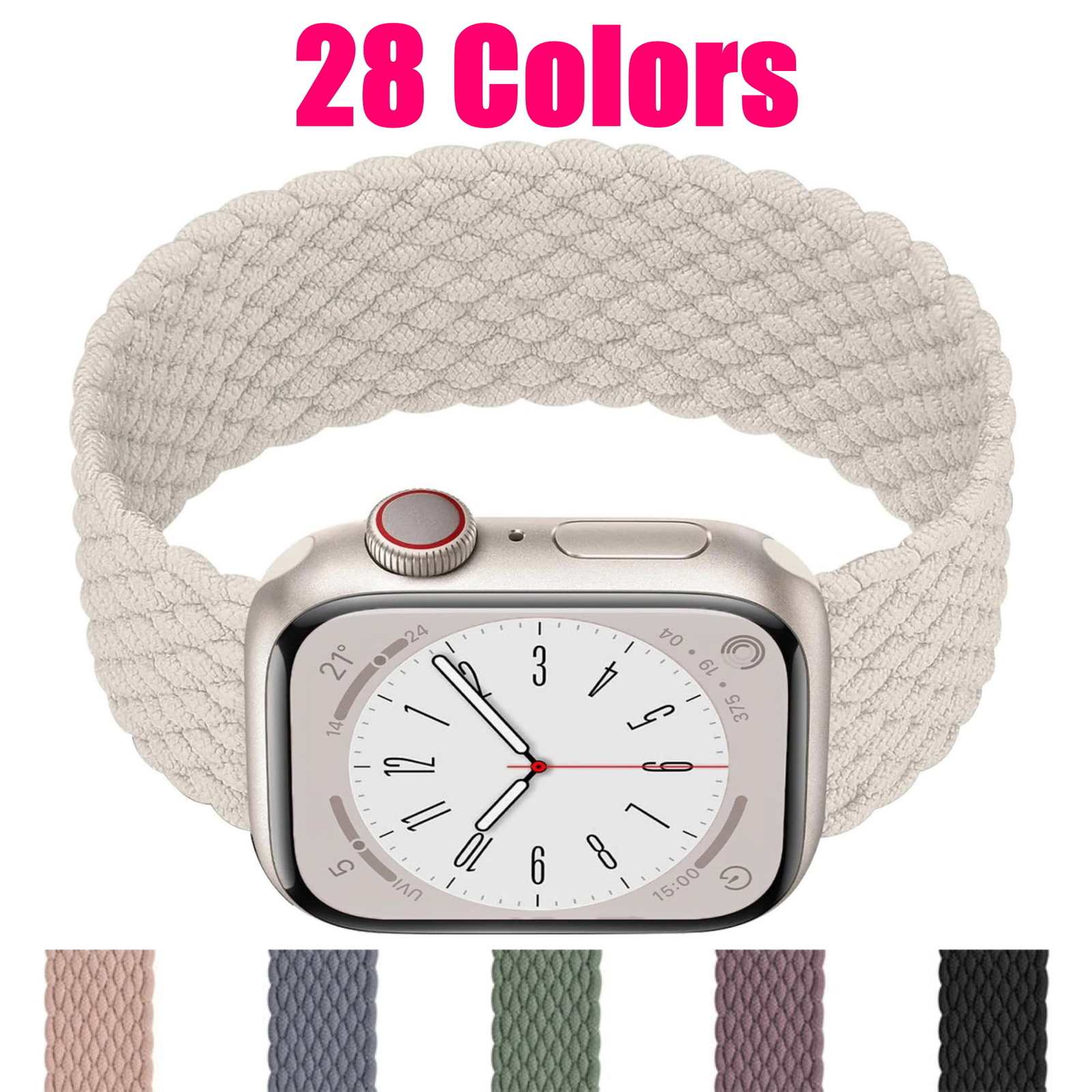 Braided Solo Loop Watch Band For Apple iWatch 38mm 40mm 41mm 42mm 44mm 45mm 49mm