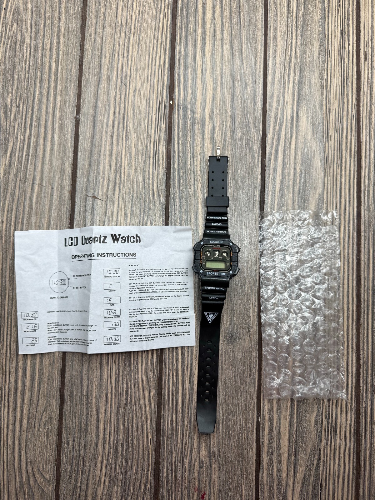 Success Quartz Digital Sports Watch Black With Action Band & Multiple Time Zone