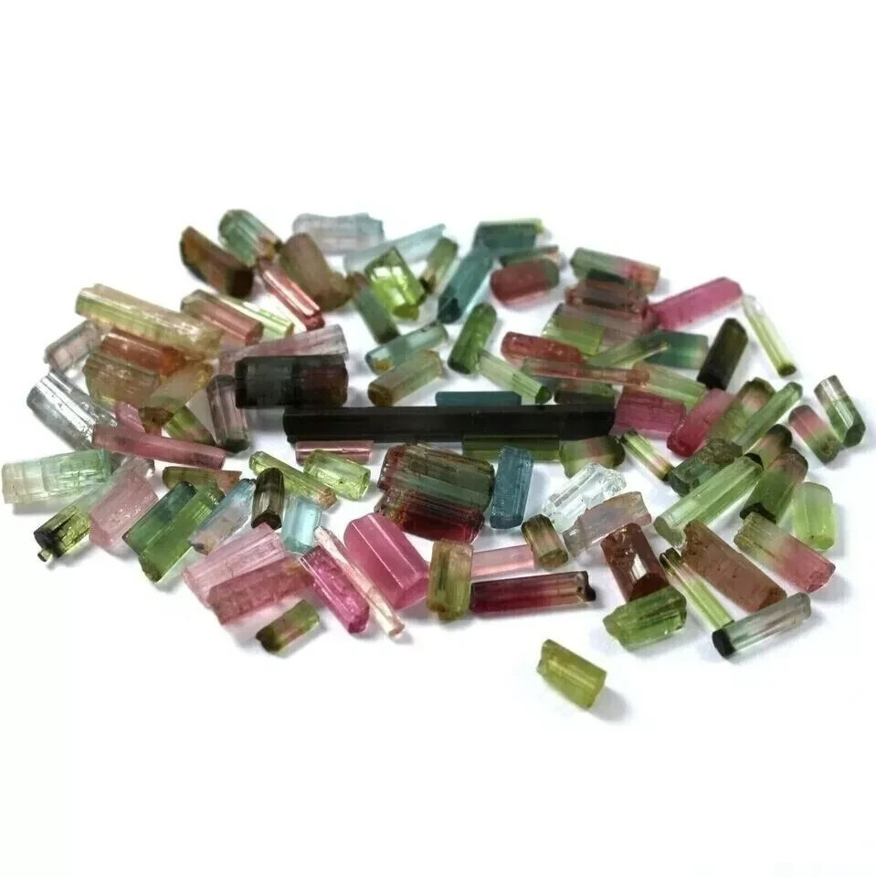 Natural 100 Ct Bi-Color/Multicolor Tourmaline Pencil Rough Lot Loose Gemstone