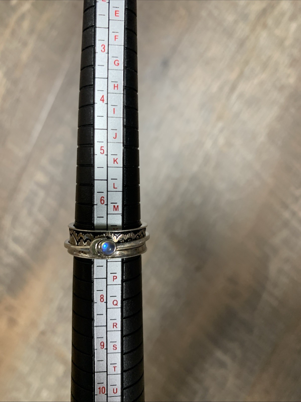 Crescent Moon Moonstone Spinner Ring Silver Size 7