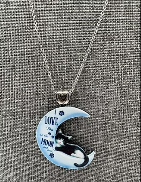 Moon Cat Pendant Acrylic Necklace