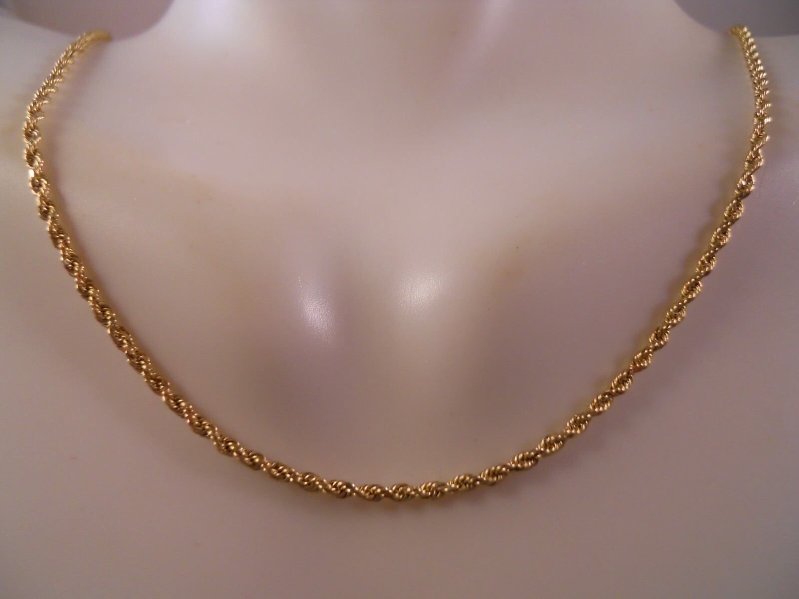 DESIGNER BBB 14K YELLOW GOLD ROPE CHAIN LINK NECKLACE 20″ 1.3MM 3.91G GRAMS