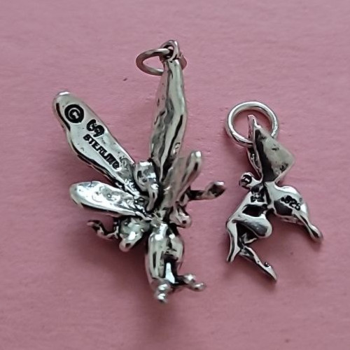 Sterling Silver Fairy Flying Poised or Fairy Dainty Choose Charm Pendant 925 USA
