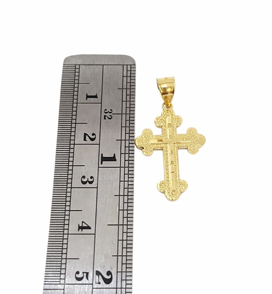Real 14K Milano Rope Gold Chain Christ Cross Charm Set 3mm 18″–26″ Necklace