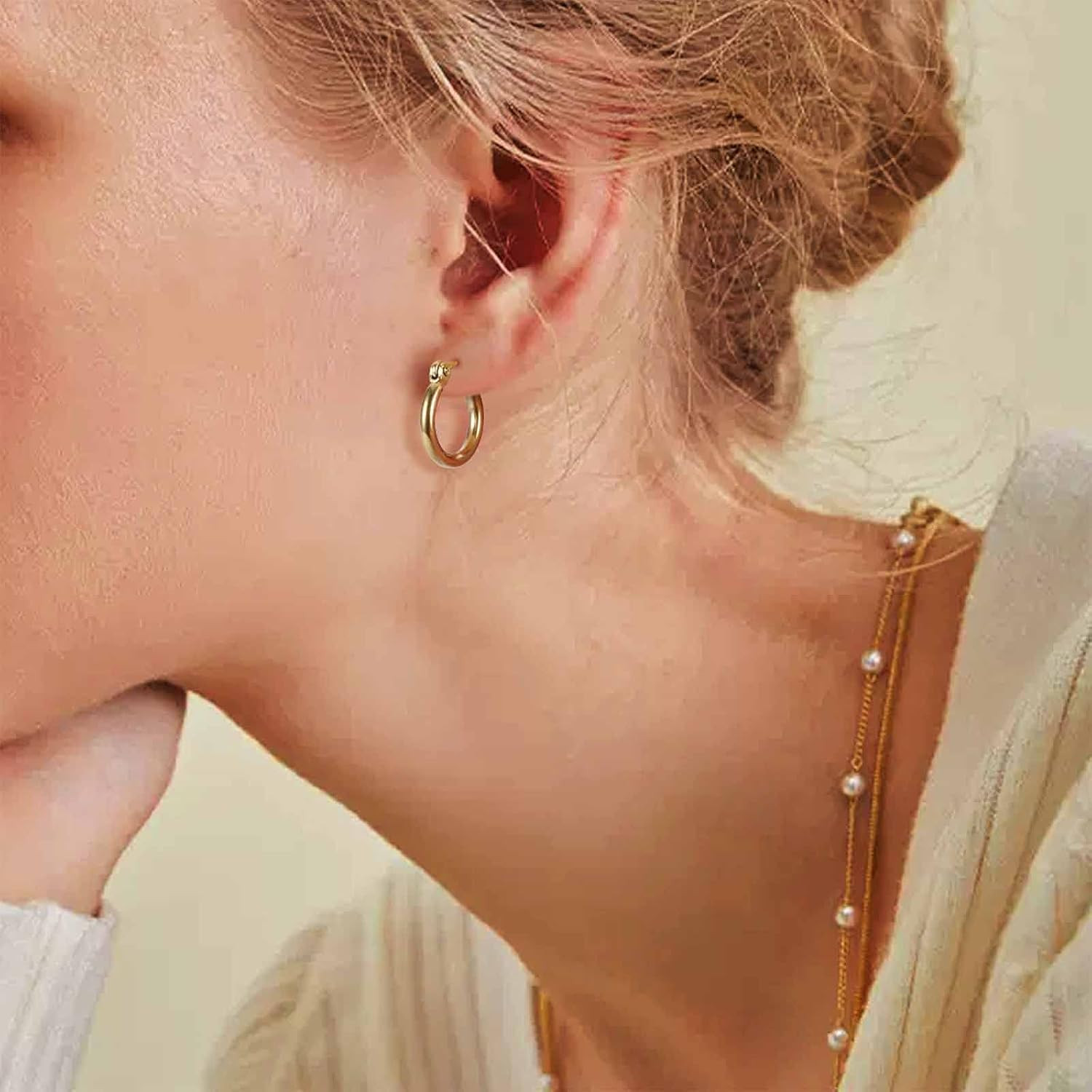3 Pairs Stainless Steel Hoop Earrings Set for Women Mens Black Silver Gold Small