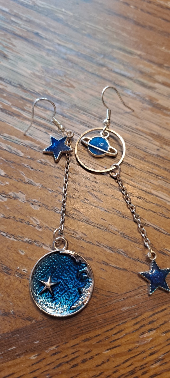 Enamel Moonstar Earrings Dangly