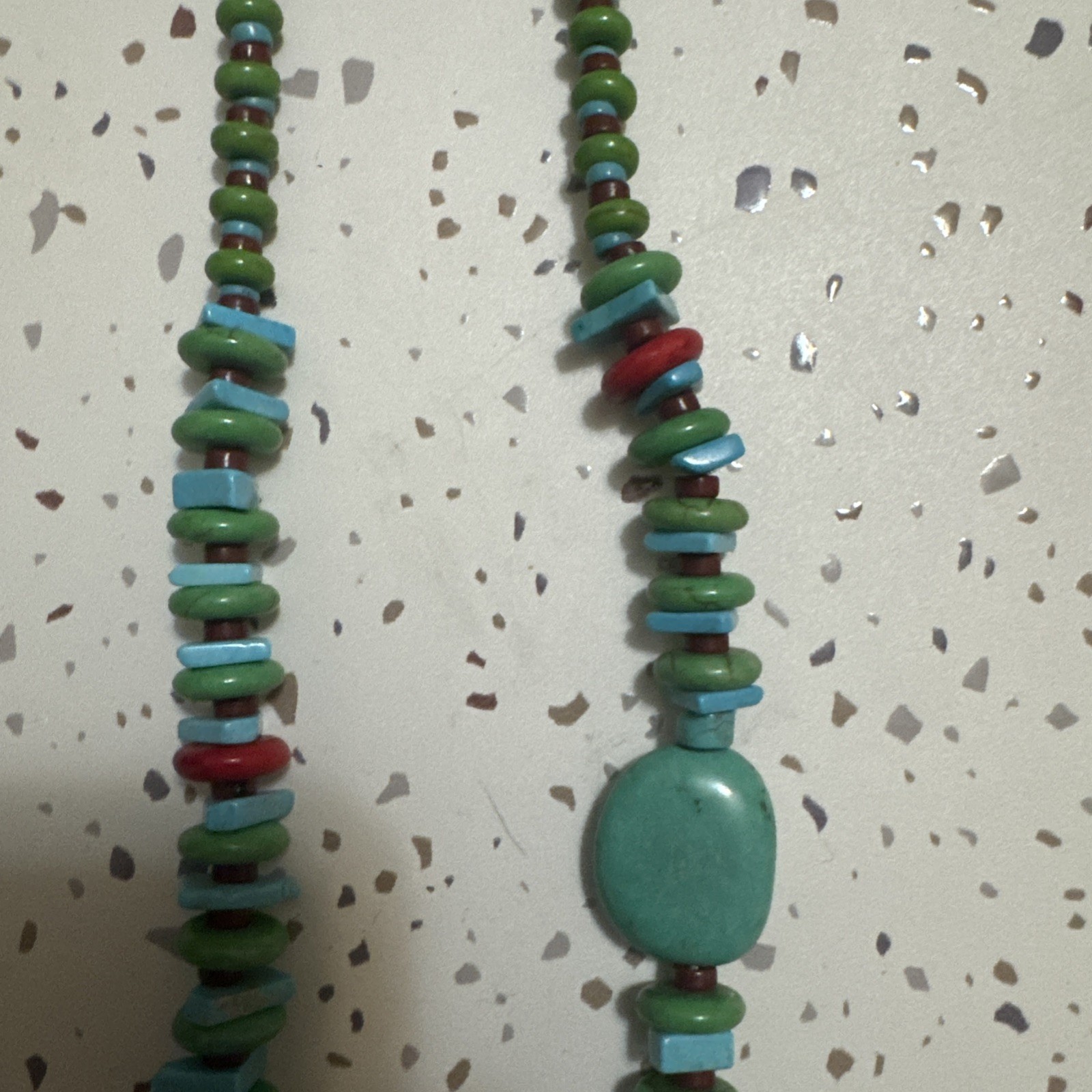 Block Turquoise Magnesite Beaded Necklace