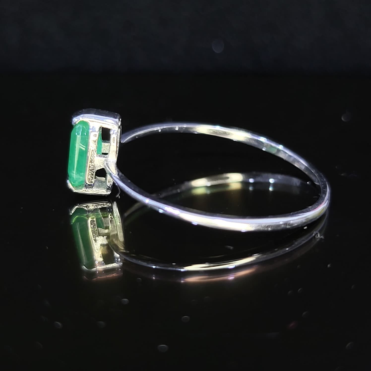 925 Sterling Silver Natural Emerald Ring Octagon Top Rich Green Size 8