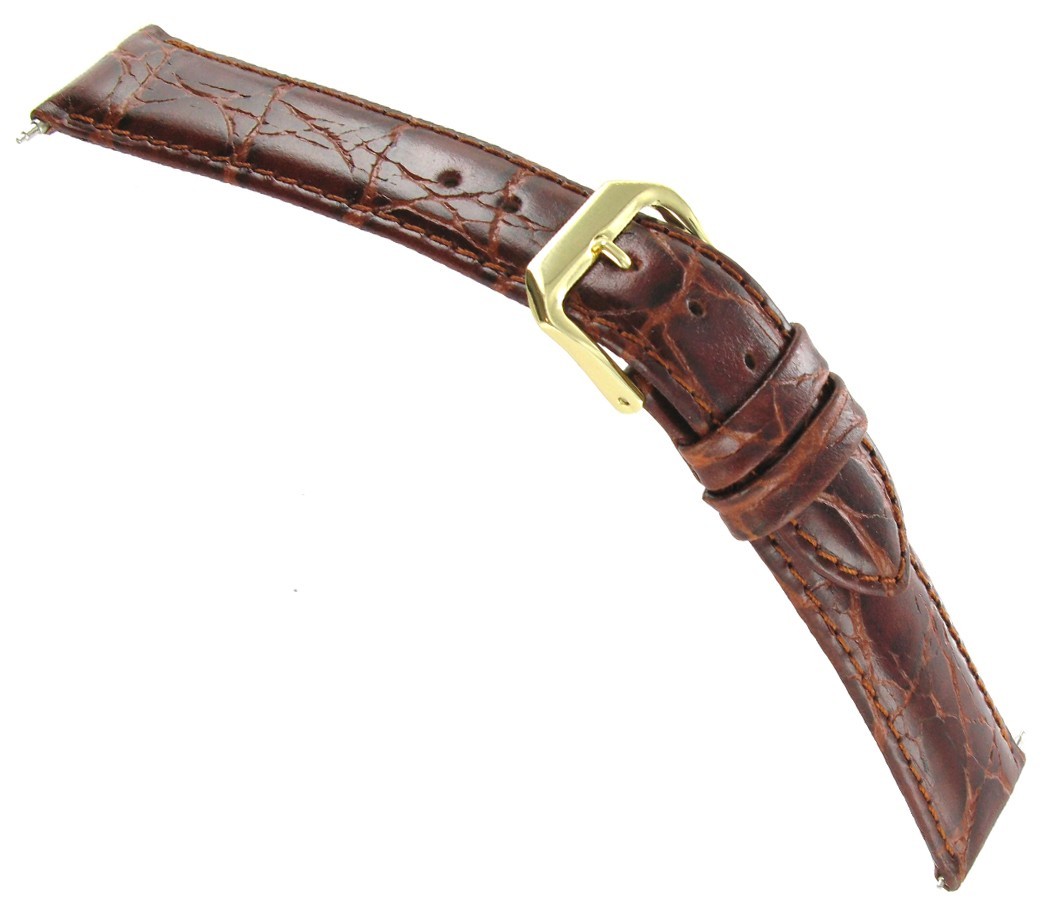 19mm Kreisler Honey Tan Brown Croco Grain Genuine Leather Mens Band Reg BOGO!