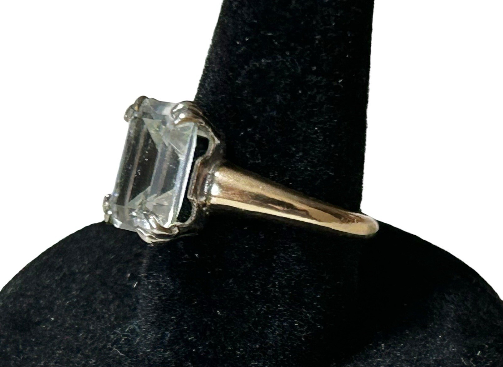 Uncas 14K Gold Filled Simulated White Spinel Solitaire Engagement Ring Size 5.25