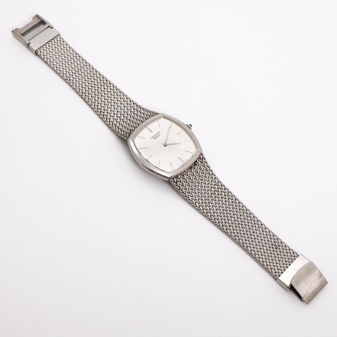 Seiko Credor 5930-5390 Quartz Silver Mesh Band wrist 18.3cm/7.2in NB/NA