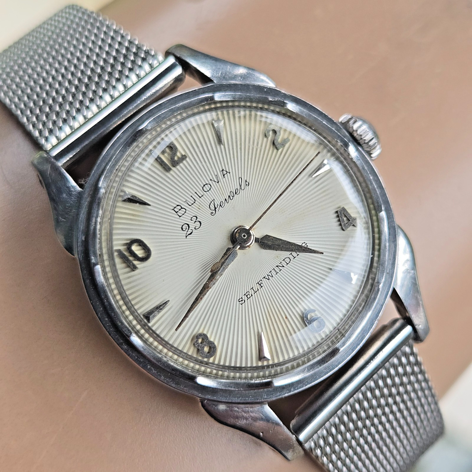 Vintage Bulova 23 “A” Men’s automatic watch sunburst dial 10BPAC USA 1959