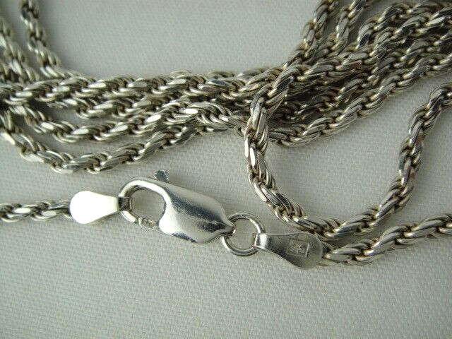 Sterling Silver – Stamped 30 in Rope Chain Necklace Italy 14 Gram