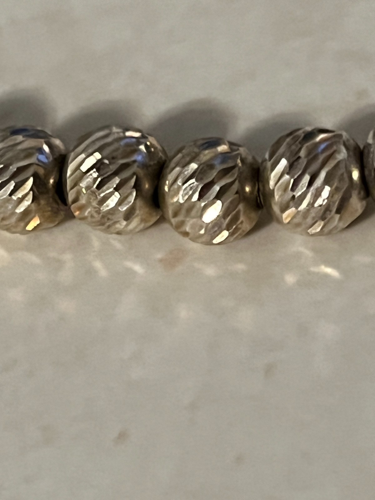.925 Sterling Silver Necklace ~ 27g ~ 5mm approx. Diamond Cut Balls ~ 24″