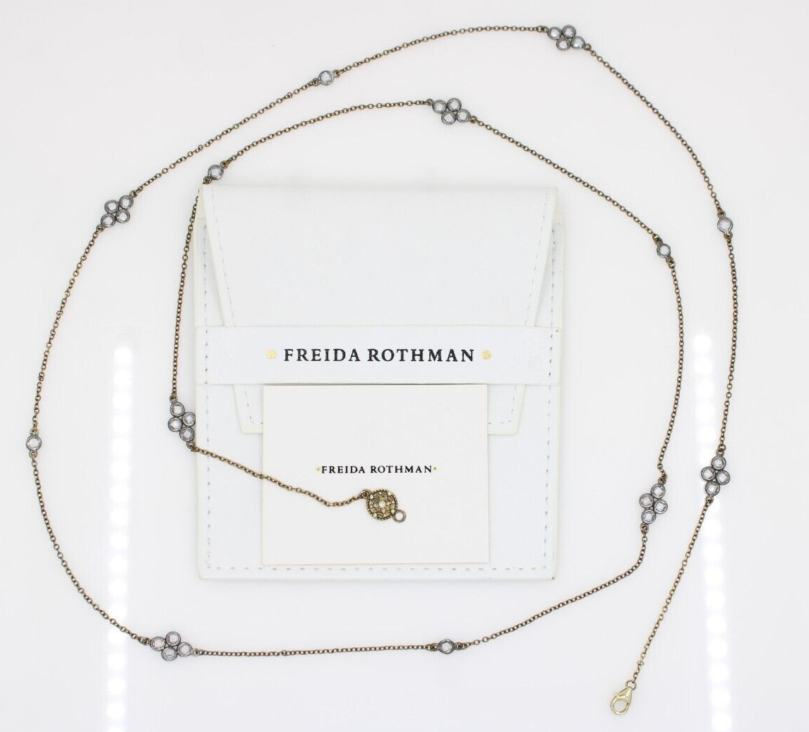 Frieda Rothman Sterling Silver Signature Four Point Station Necklace 8.8 Grams