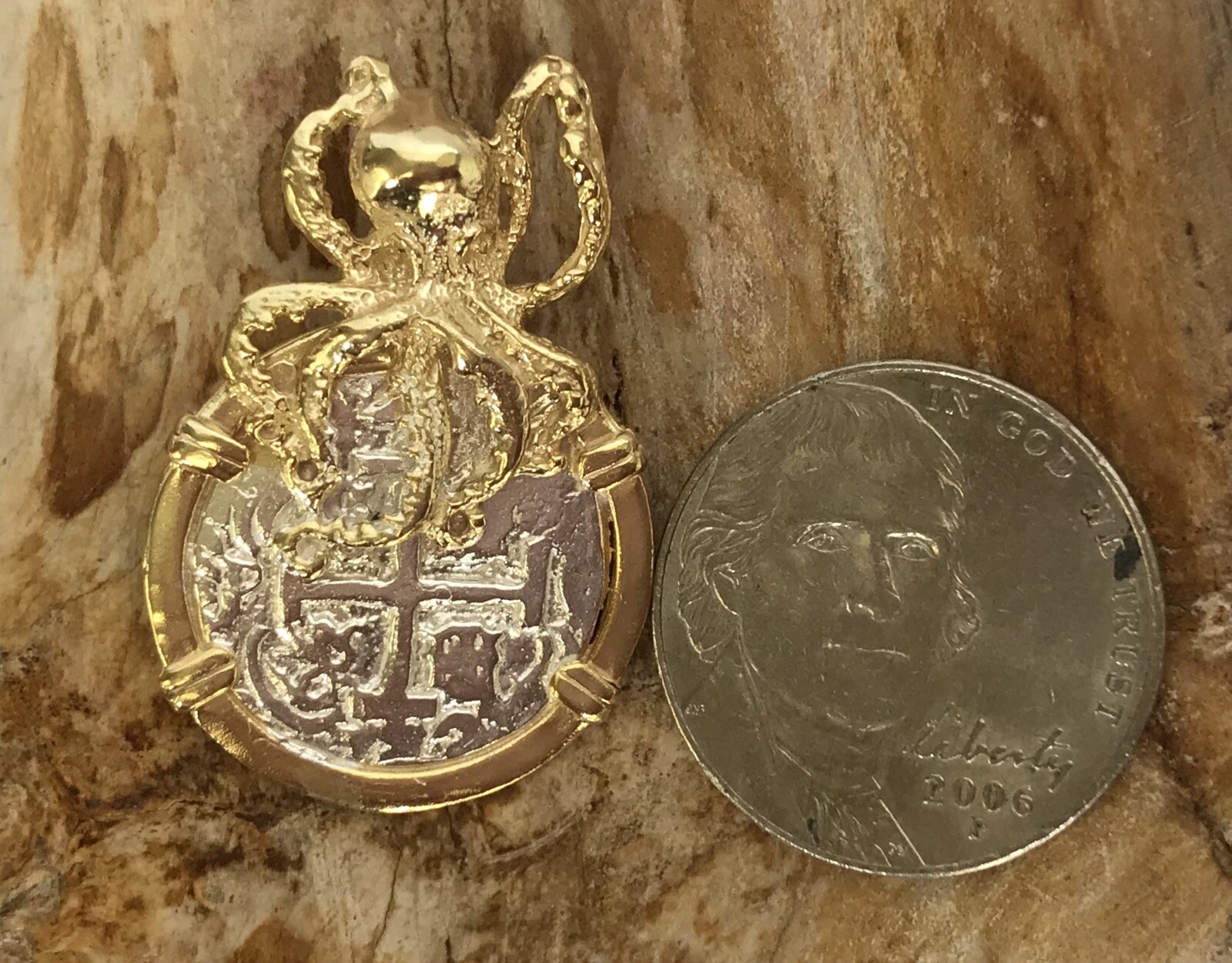 ATOCHA Coin Design Pendant 1600-1700 Octopus Sterling Sunken Treasure Jewelry