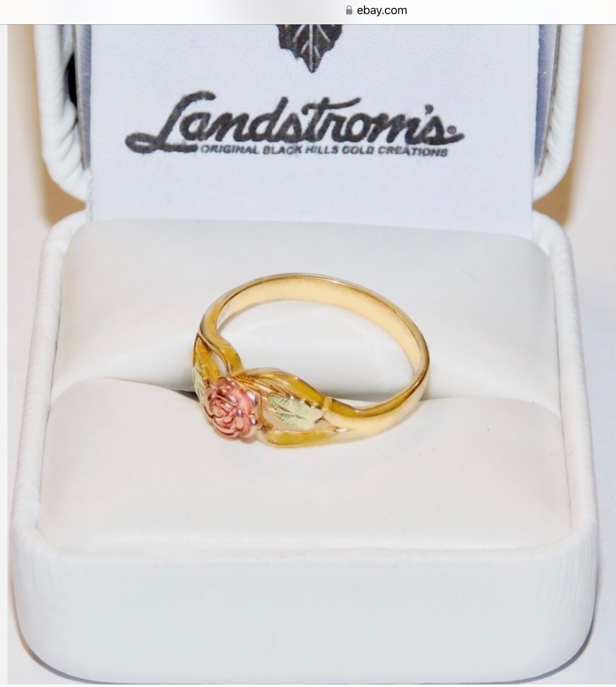 Black Hills Gold 10k Landstrom’s Rose Leaves Ring Size 6 1/2