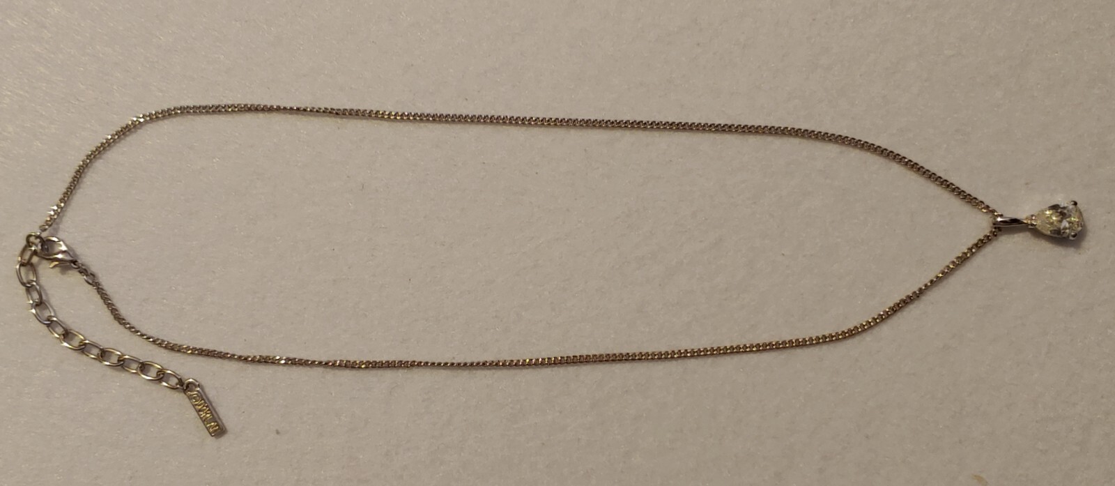 D’Orlan – Necklace / 1/2 in Long Pendant with Swarovski Crystal – 15 in Chain
