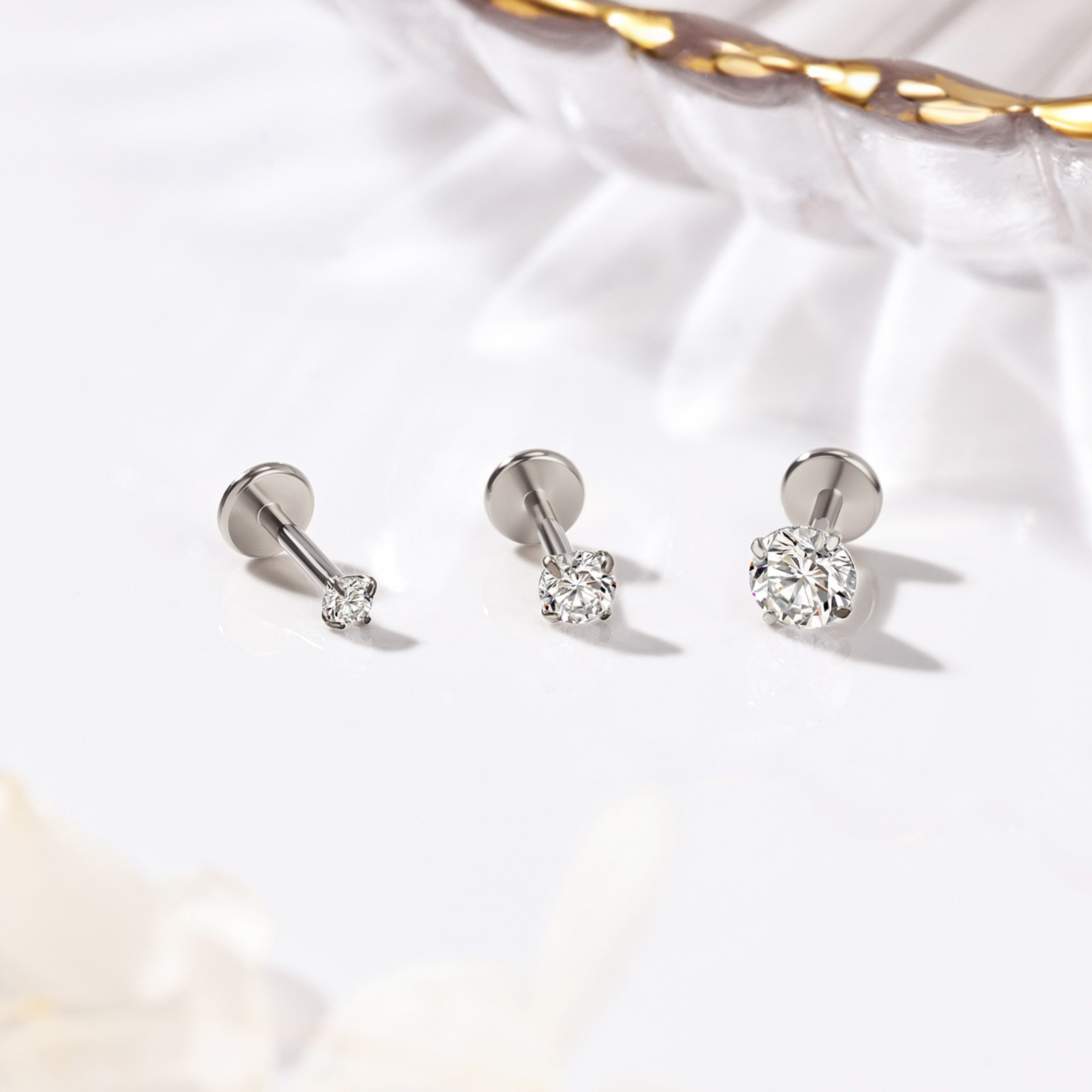 18g/16g Stainless Steel Labret Rings Flat Back Stud Earring Medusa Lip Piercing
