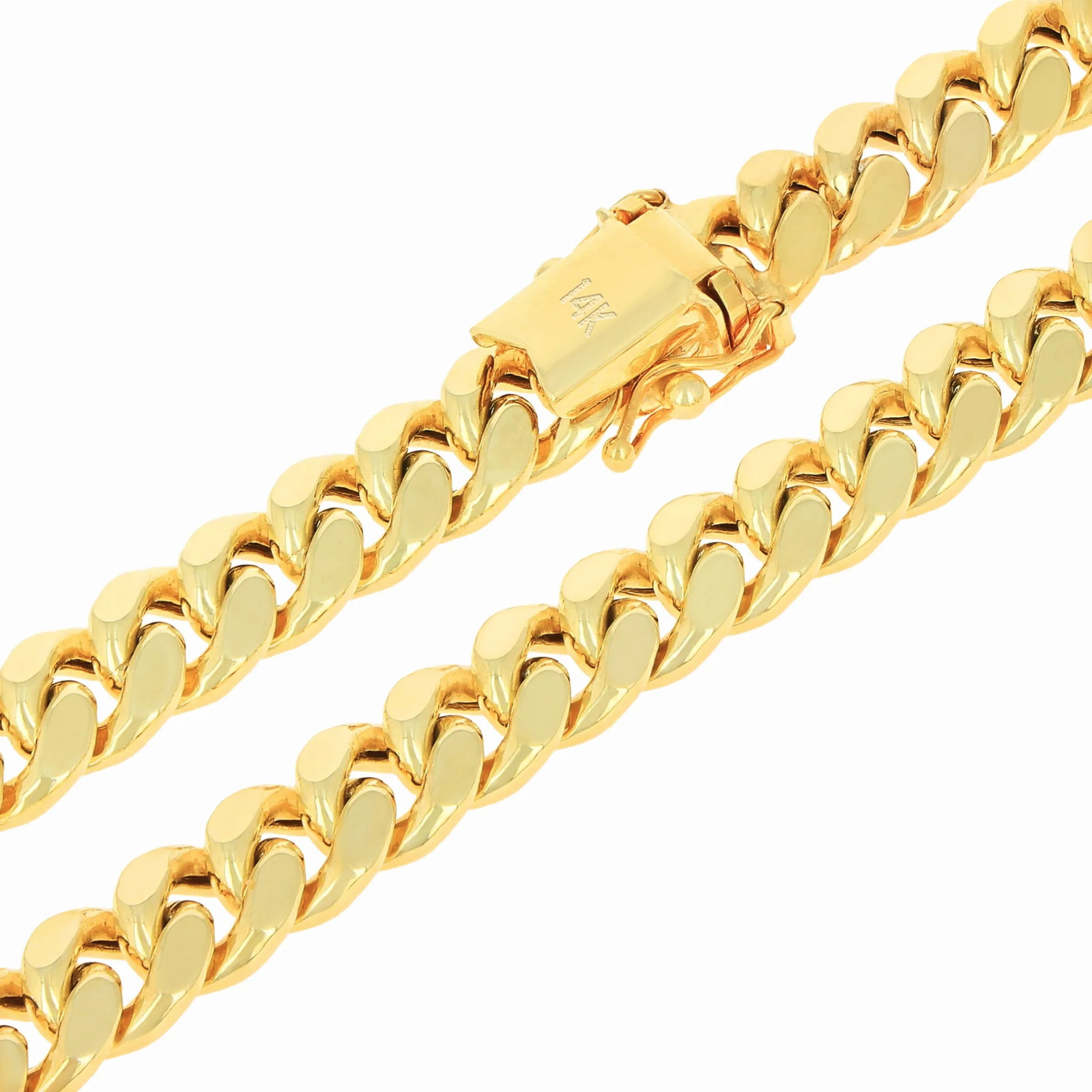 14K Real Yellow Gold Miami Cuban Link 7.5Mm Chain Bracelet (7″-9″) Italian Jewel