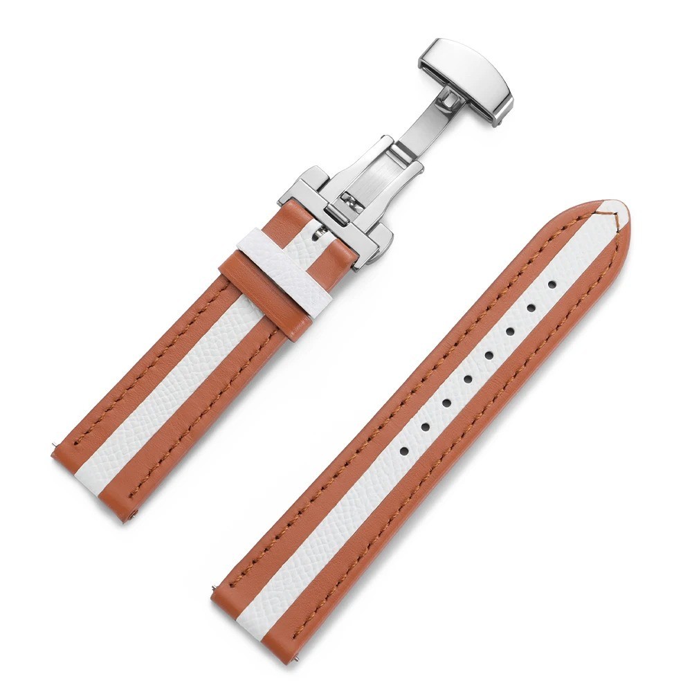 22mm 20mm Genuine Calfskin Leather Watchband for Omega Seiko Butterfly Buckle
