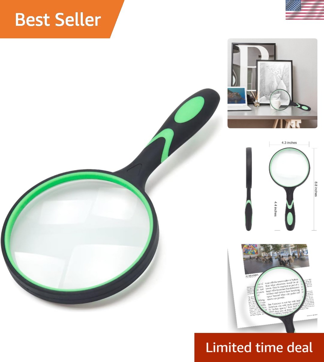 Lightweight 5X Reading Magnifier with Clear Glass Lens – Perfect for All Ages