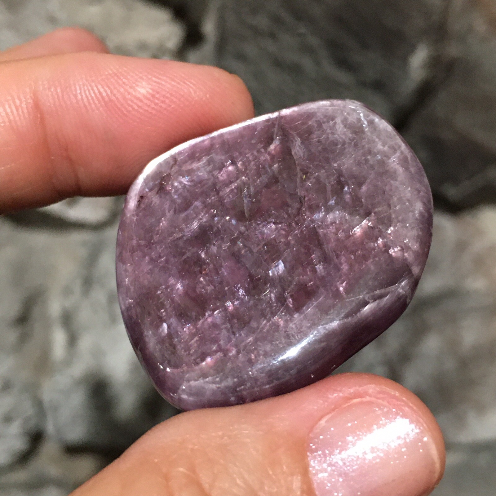 35×32.5×5.7mm Dark Purple Lepidolite Cabochon Loose Stone