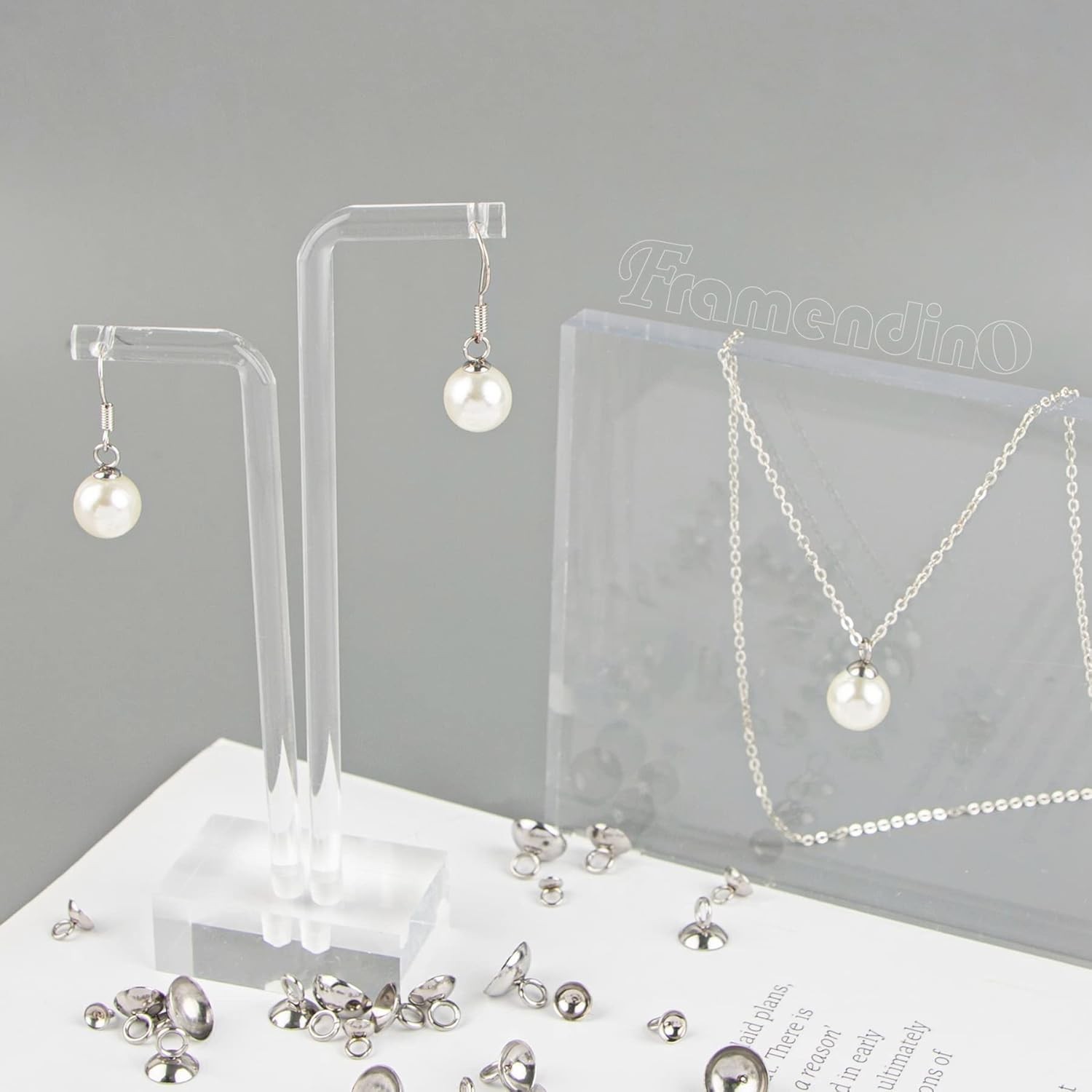Framendino, 100 Pack 304 Stainless Stee Bead Cap Pendant 100 Pack, Silver