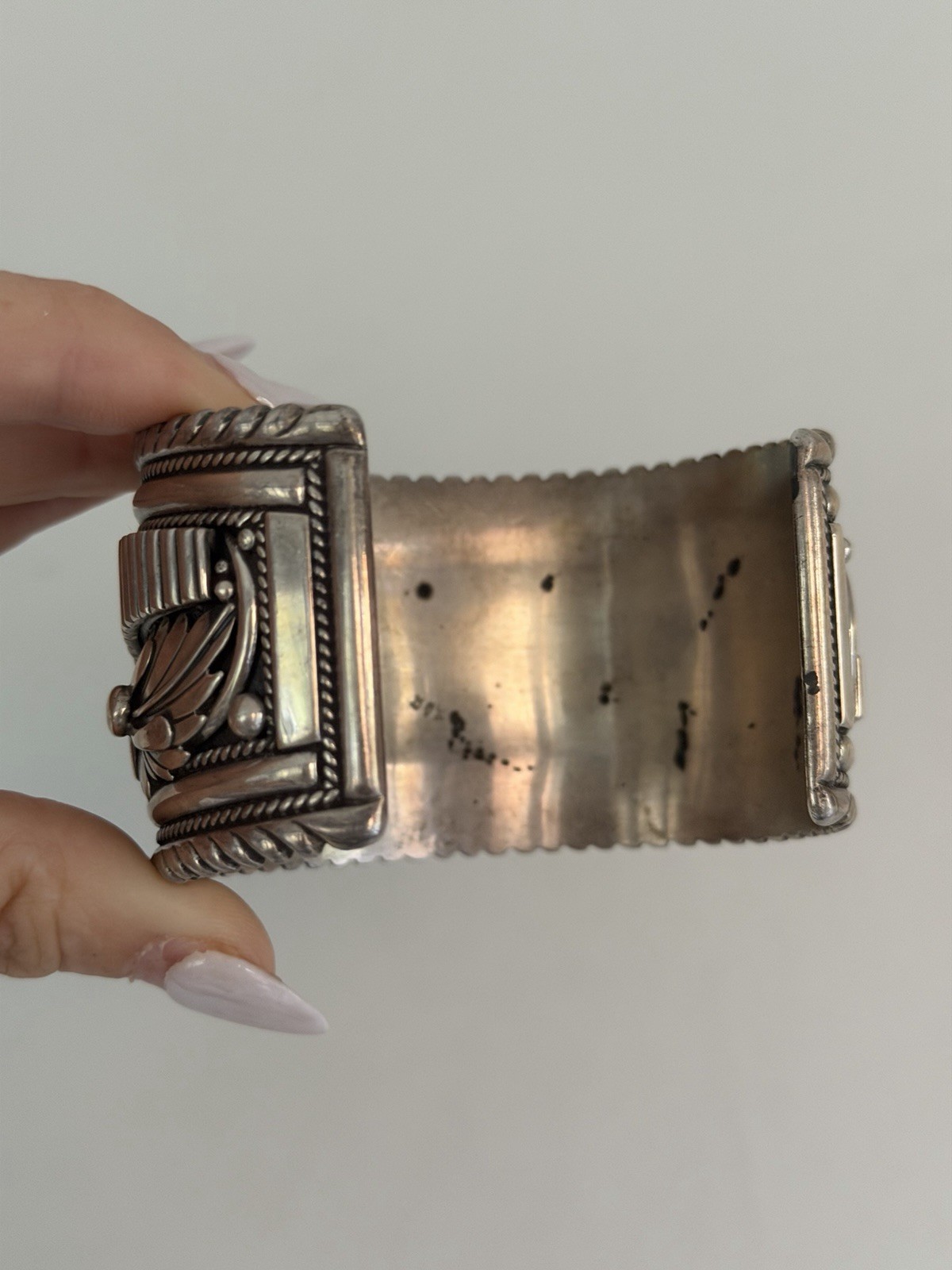 VTG Navajo Native American Chunky Cuff Bracelet Sterling Turquoise 127g Signed
