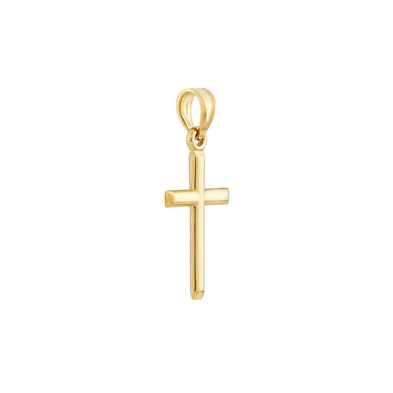 Simple Plain Cross Pendant 14K Yellow Real Gold Religious Charm Men Women