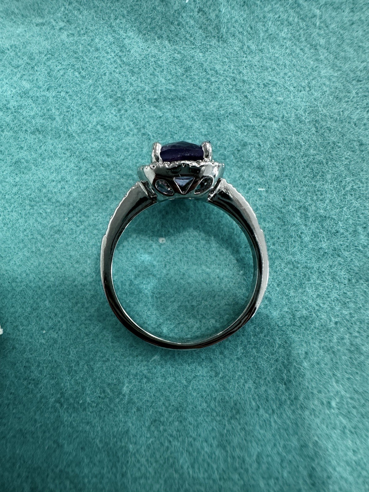 Victoria Townsend Sterling Silver Genuine Amethyst Diamond Ring Size 7 in Box