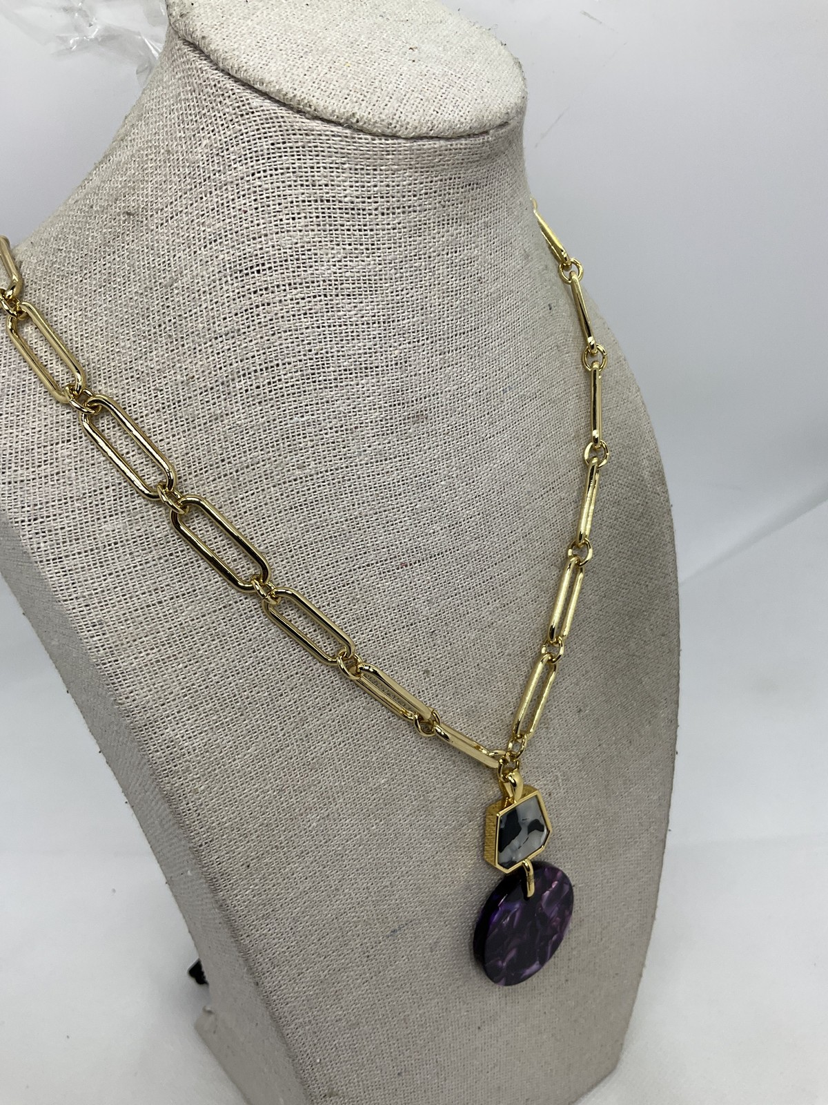 NWT Ann Taylor Purple Resin Post Earrings & Necklace Set