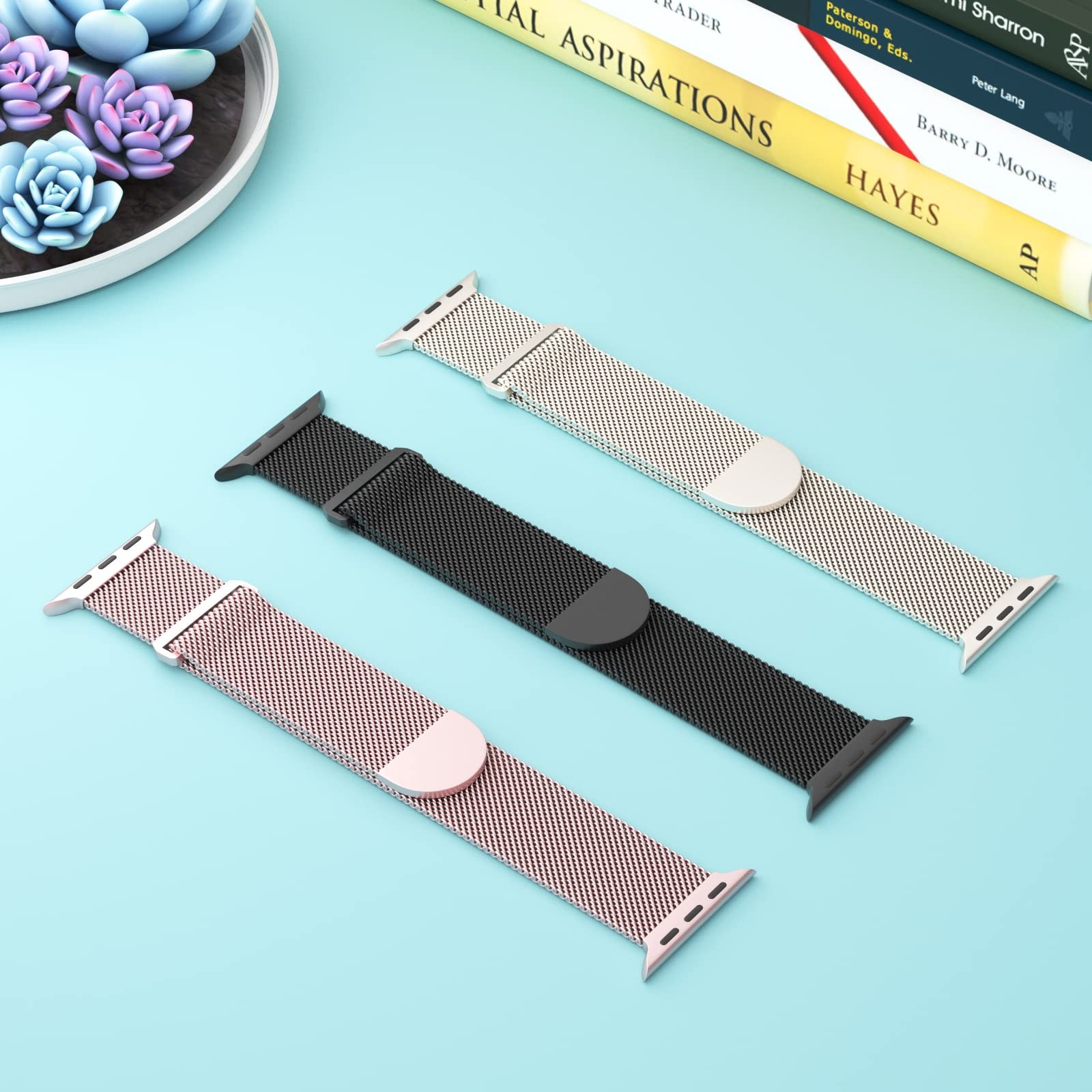 3 Pack Mesh Metal Band Compatible with Apple Watch Band 38mm 40mm 41mm 42mm 4…
