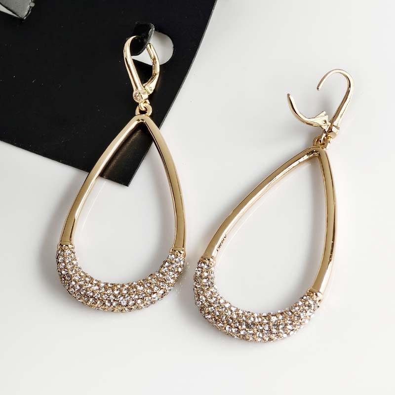 DKNY Crystal Teardrop Drop Statement Earrings Gift Women Party Vacation Jewelry