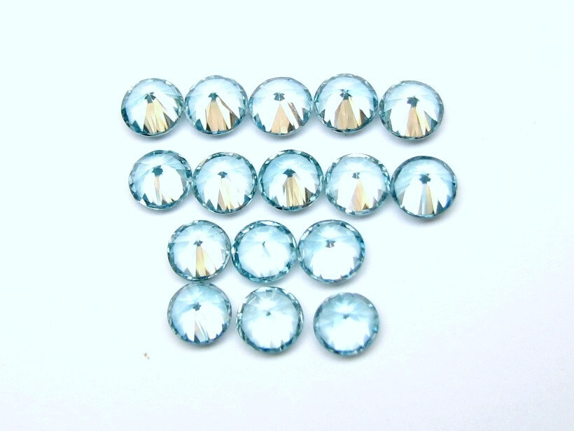 Natural Round Diamond Cut Blue Zircon 16Pcs Lot 8.40 Cts Tol 4.3 MM Matched