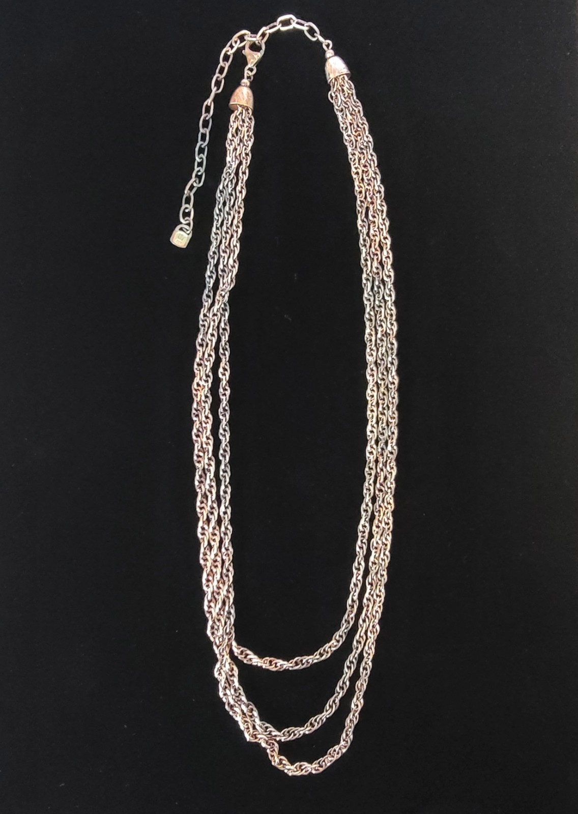 999 Pure Silver 3-Strand Layered Rope Chain Necklace 30 Grams Signed Lotus