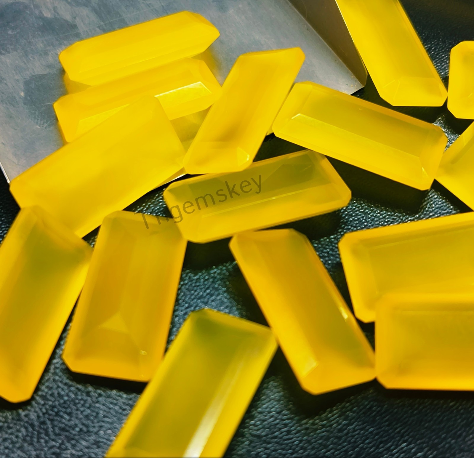 Natural Yellow Chalcedony Faceted Cut Long Octagon Gemstone 6x12mm-15x30mm