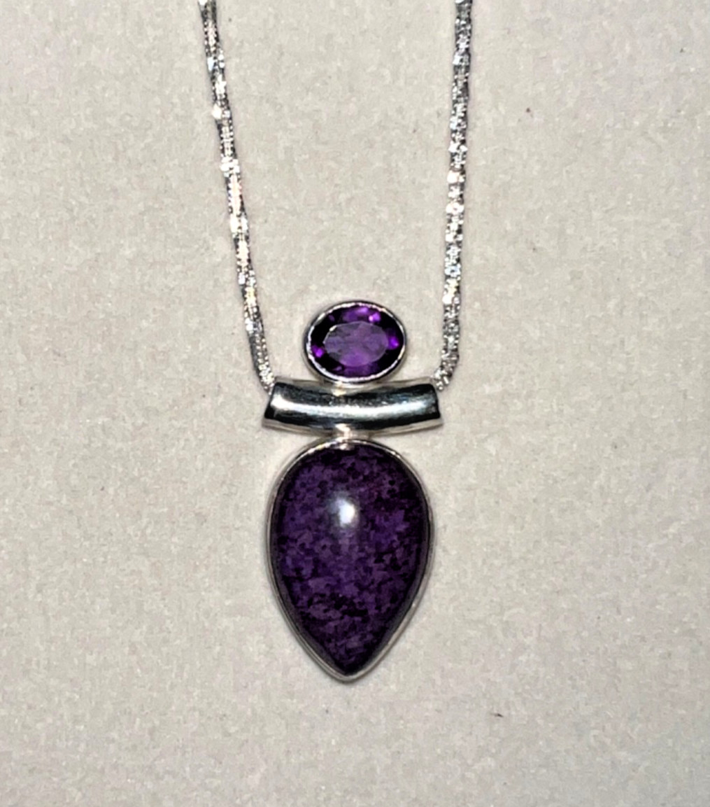 Sugilite Pendant Sterling Silver 925 – Rare Purple Gemstone – Free Shipping