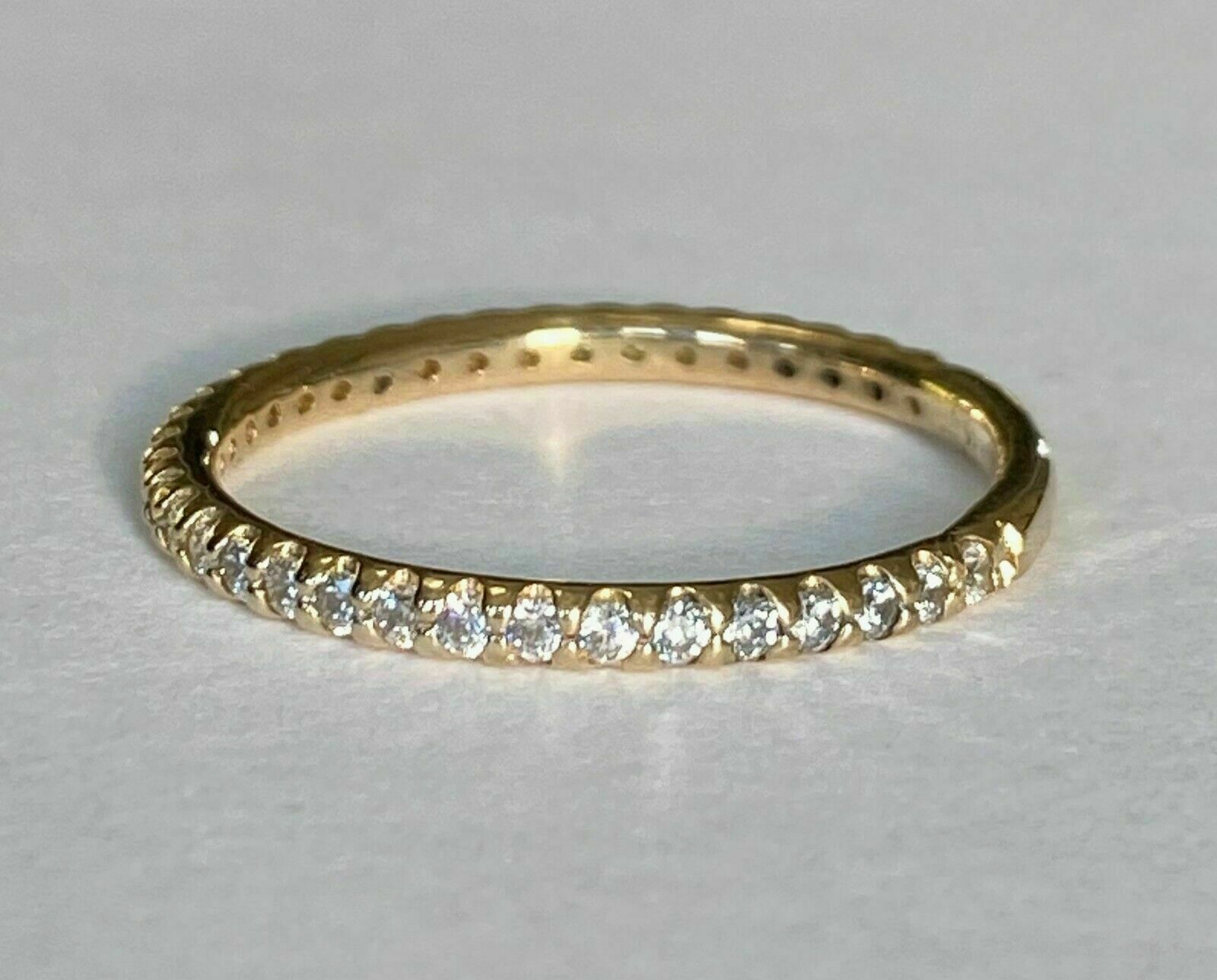 14K Yellow Gold Finish 1Ct Round Cut Simulated Women Eternity Wedding Band