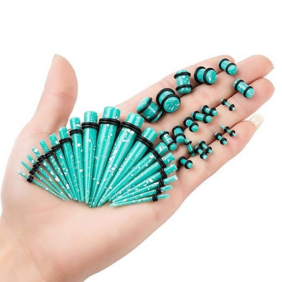 36pcs Acrylic Stretching Kit Taper Plugs Ear Gauge Expander 14G-00G Ear Piercing