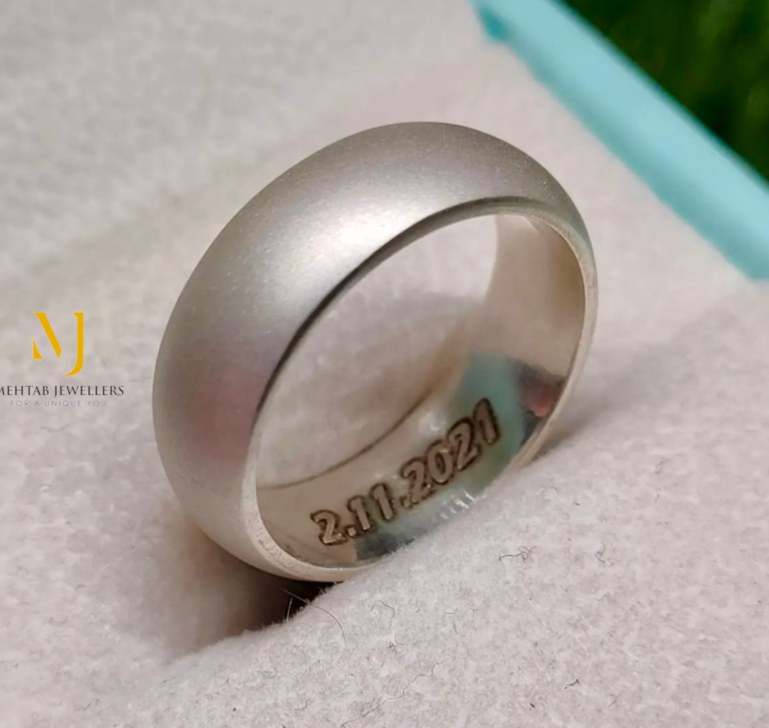 Sterling Silver Matte Band Ring Handmade Brushed Finish Custom Engraved Gift