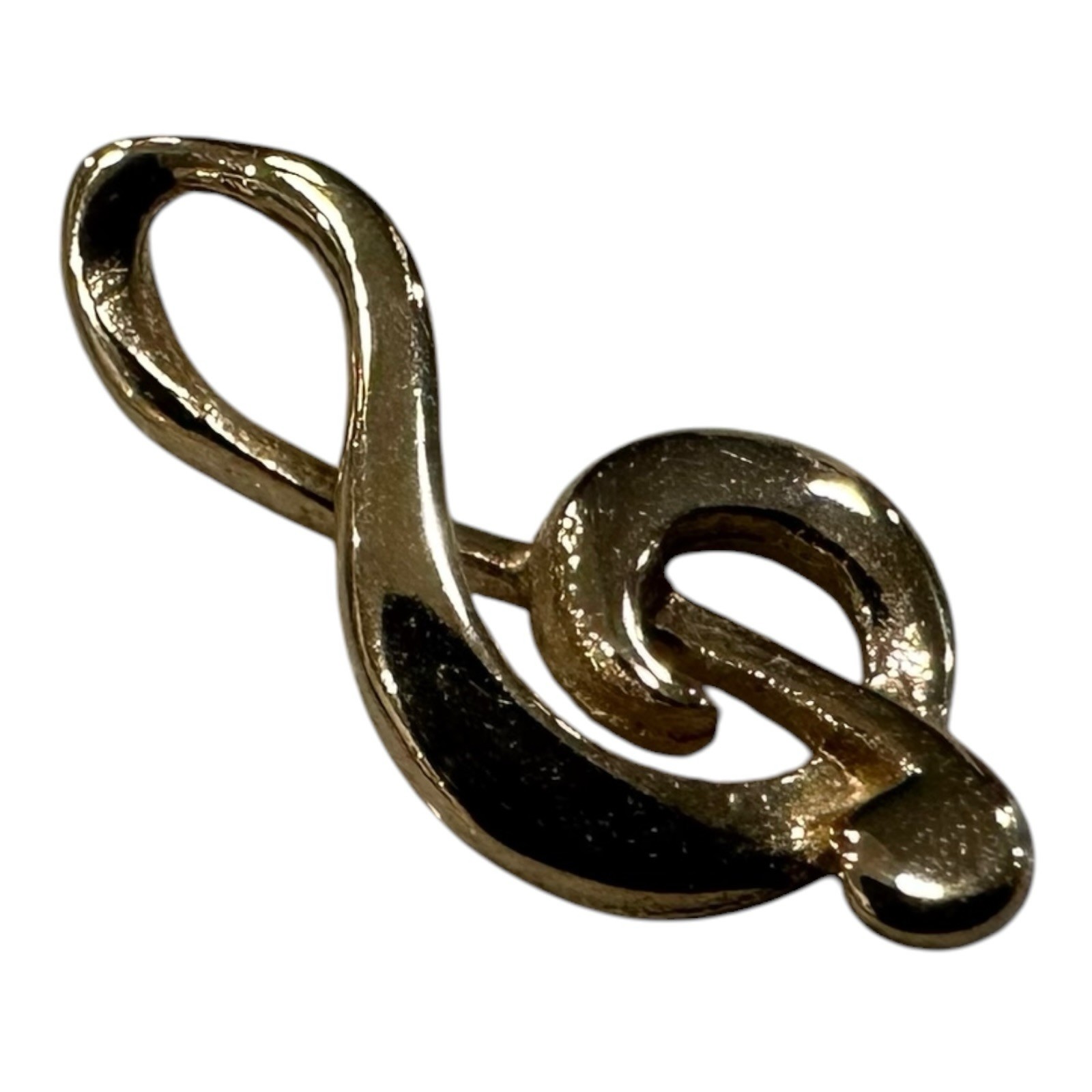 Retired James Avery 14k Gold Floating Treble Clef Music Note Pendant 0.5g RARE